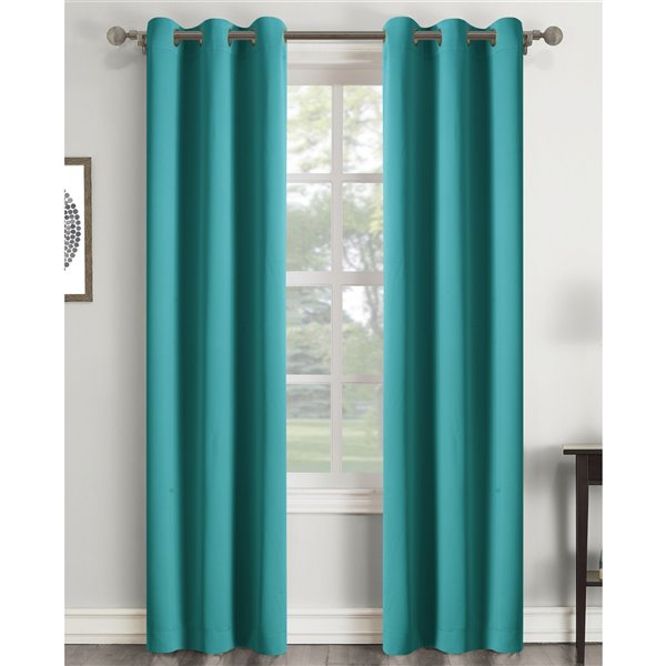 Swift Home 95 In Teal Polyester Room Darkening Interlined Single Curtain Panel 108884 Mar Rona Swift Home 95 In Teal Polyester Room, 95 Curtain Panels