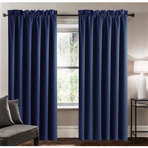 Panneau de rideau simple assombrissant bleu marine en polyester avec doublure entrelacée par Swift Home de 63 po