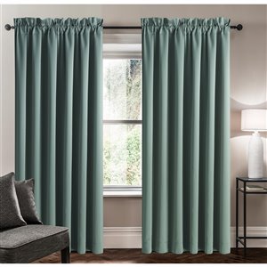 Panneau de rideau simple assombrissant bleu gris en polyester avec doublure entrelacée par Swift Home de 84 po