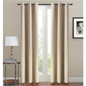 Swift Home 95-in Beige Polyester Blackout Interlined Single Curtain Panel