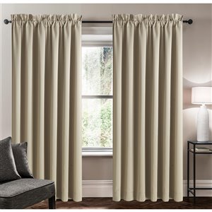 Panneau de rideau simple assombrissant beige en polyester avec doublure entrelacée par Swift Home de 95 po
