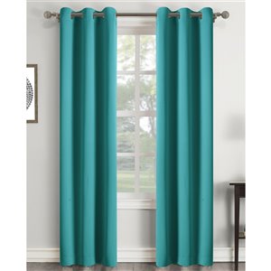 Swift Home 84-in Teal Polyester Room Darkening Interlined Single Curtain Panel