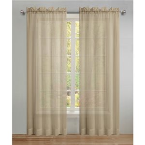 Panneau de voilage double taupe en polyester avec doublure entrelacée par Swift Home de 95 po