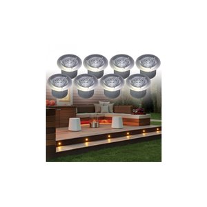 Ensemble de lumières DEL solaires à bas voltage pour patio Ason Decor, 0,1 W, acier inoxydable, 8 pièces