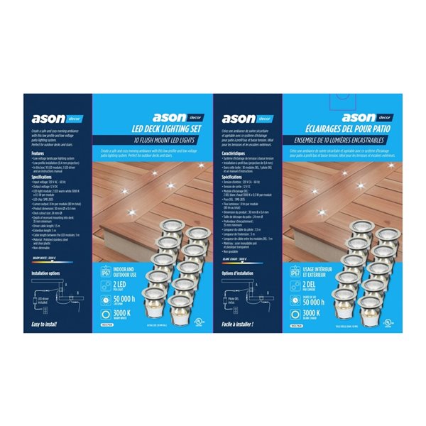 Ason Decor 10-Pack 0.5-Watt Stainless Steel Low Voltage Plug-in LED Deck  Light Kit 901768 RONA