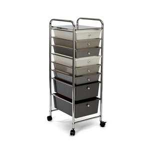 Seville Classics Metal 8-Drawer Rolling Organizer Cart - Gradient Grey