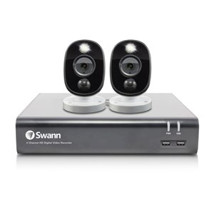 Swann 1080p HD 4 CH DVR Security System with 2 Outdoor Cameras - White - SWDVK-445802WL
