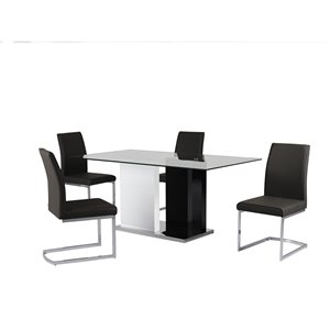 HomeTrend Libra - Black and white  Dining Room Set With Rectangular Table