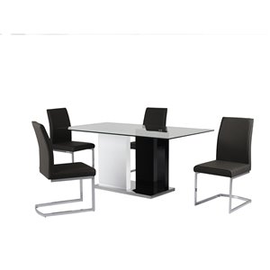Ensemble de salle à manger Libra noir et blanc, avec table rectangulaire HomeTrend