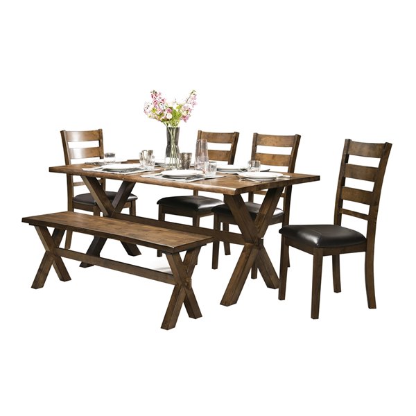 HomeTrend [[[[team Name]]]] Sansa Oak Rectangular Fixed Standard (30-in H) Table , Wood With Brown Wood Base