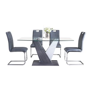 Ensemble de salle à manger Baxter gris et blanc avec table rectangulaire, HomeTrend