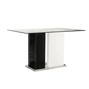 HomeTrend Libra Black and White Rectangular Fixed Counter (35-in to 36-in H) Table,  Black Wood Base