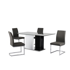 Ensemble de salle à manger Libra, HomeTrend, noir et blanc avec table rectangulaire