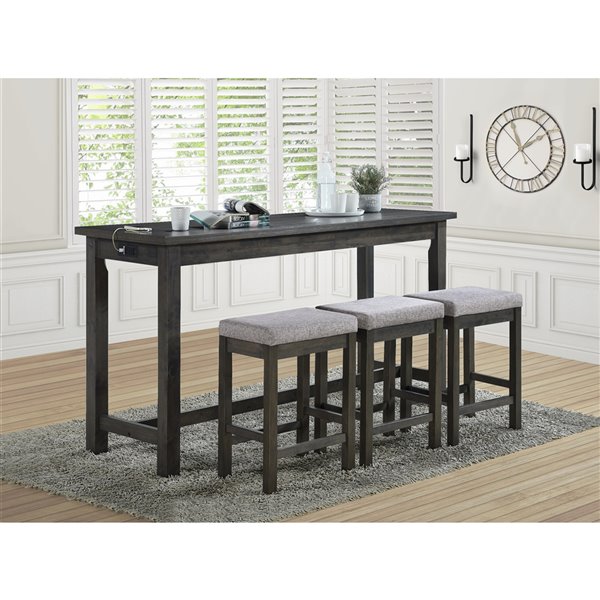 HomeTrend Connected Gray Dining Room Set With Rectangular Table 5713GY ...