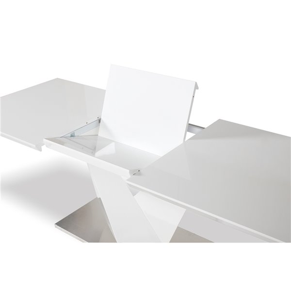 HomeTrend Manhattan White Rectangular Extending Self-storing Standard (30-in H) Table, White Wood Base