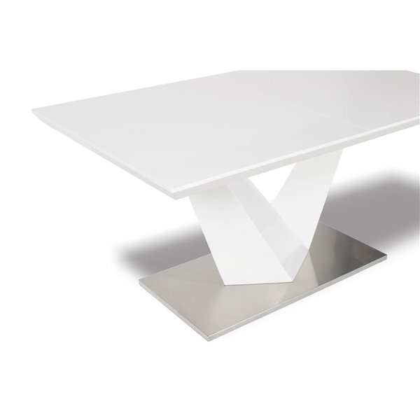 HomeTrend Manhattan White Rectangular Extending Self-storing Standard (30-in H) Table, White Wood Base