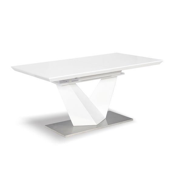 HomeTrend Manhattan White Rectangular Extending Self-storing Standard (30-in H) Table, White Wood Base