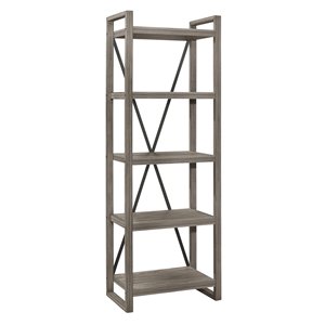 HomeTrend Bainbridge Weathered Gray Wood 5-shelf Standard Bookcase