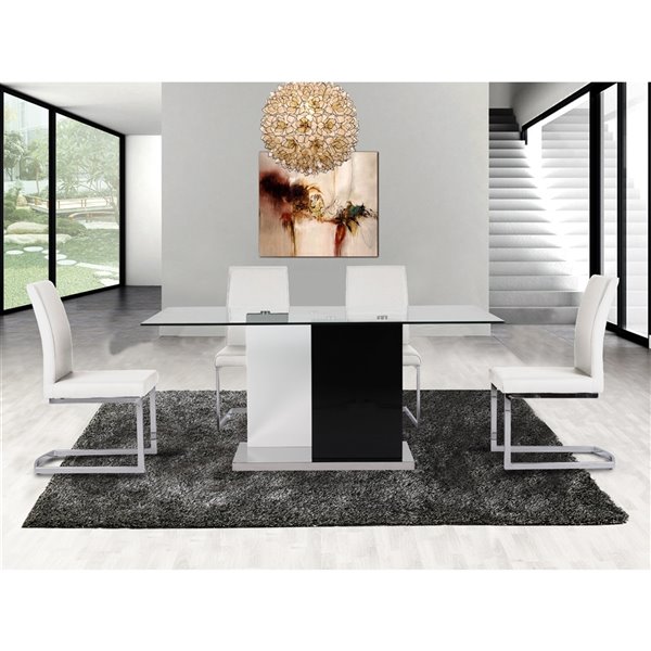 HomeTrend Libra Black and white - Dining Room Set With Rectangular Table