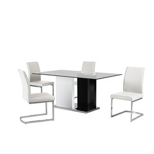 Ensemble de salle à manger Libra HomeTrend, noir et blanc avec table rectangulaire