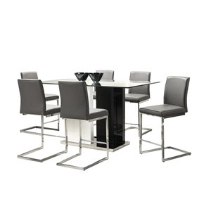 Ensemble de salle à manger Libra, noir et blanc, avec table rectangulaire Mazin Furniture Industrials