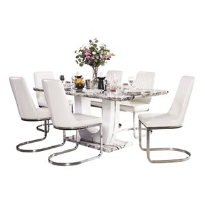Ensemble de salle à manger Felix gris et blanc avec table rectangulaire, Mazin Furniture Industrials
