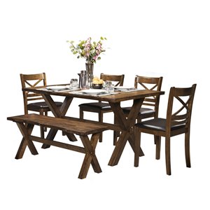 Ensemble de salle à manger Pandora brun avec table rectangulaire Mazin Furniture Industrials