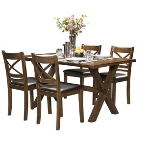 Ensemble de salle à manger Pandora marron avec table rectangulaire Mazin Furniture Industrials