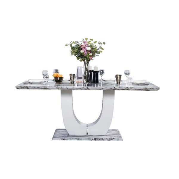 HomeTrend Felix Marble Rectangular Fixed Standard (30-in H) Table , Marble with White Marble Base