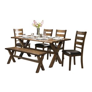 Ensemble de salle à manger Sansa brun avec table rectangulaire Mazin Furniture Industrials