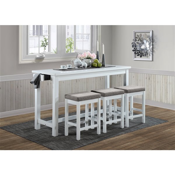 HomeTrend Connected White Dining Room Set With Rectangular Table