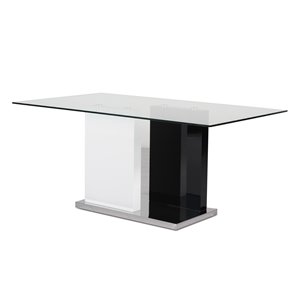 HomeTrend Libra Black And White Rectangular Fixed Standard (30-in H) Table , Glass with Black Wood Base