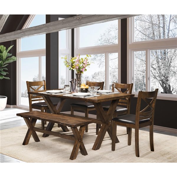 HomeTrend [[[[team Name]]]] Pandora Oak Rectangular Fixed Standard (30-in H) Table , Wood With Brown Wood Base