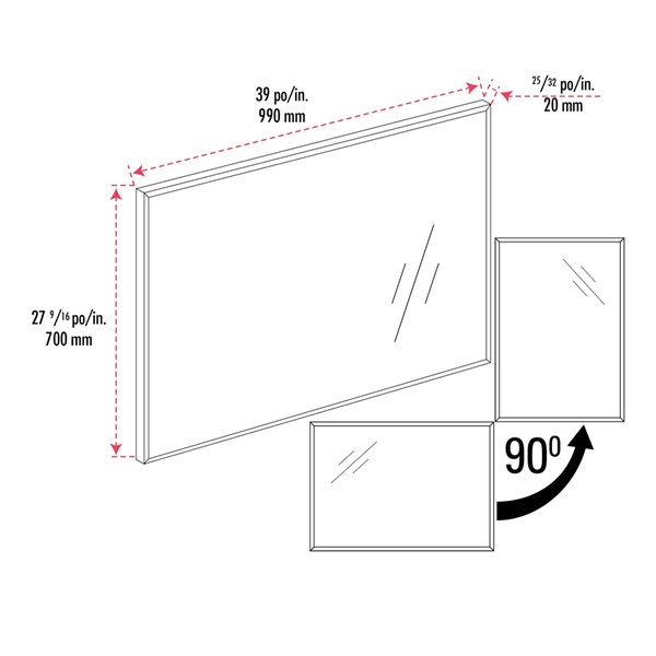 Miroir rectangulaire de akuaplus®®, 39 po x 28 po, noir mat