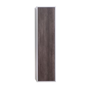 akuaplus® Eva Wall-Mounted Linen Cabinet with 1 Door - Century Oak/Shinny White