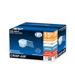 Crisp-Air 3-1/4-in 0.120-Gauge 15° Hot-Dipped Galvanized Steel Collated Framing Nails 4000/pk