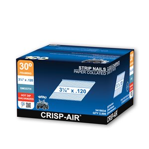 Crisp-Air 3-1/4-in 0.120-Gauge Hot-Dipped Galvanized Steel Collated Framing Nails 2500/pk