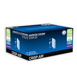 Crisp-Air 1-in Leg x 1/4-in x 1/4-in Narrow Crown 18-Gauge Collated Finish Staples 5000/pk