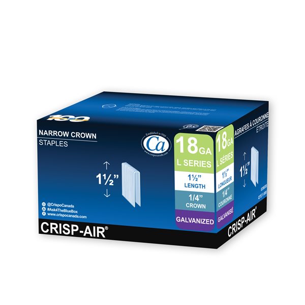 Staps Rona Crisp-Air 1-1/2-in Leg x 1/4-in x 1/4-in Narrow Crown 18-Gauge Collated ...