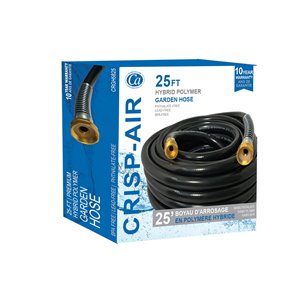 Tuyau d'arrosage noir de 5/8 po x 25 pi pour travaux légers résistant aux nœuds en polymère hybride par Crisp-Air