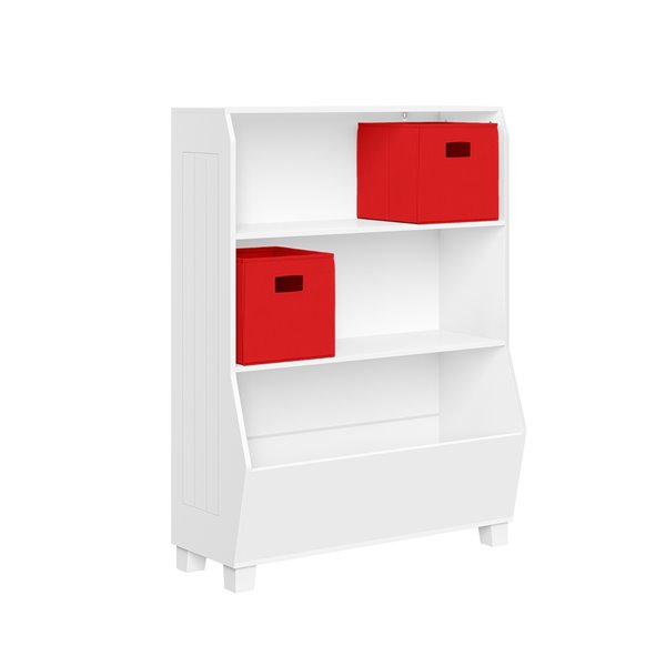 RiverRidge Home 2 Compartments White with 2 Red Bins Stackable Composite wood