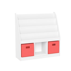 RiverRidge Home White With 2 Coral Bins Composite 7-shelf Standard Bookcase