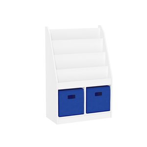 RiverRidge Home White With 2 Blue Bins Composite 6-shelf Standard Bookcase