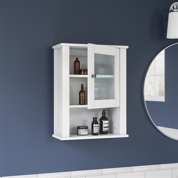 RiverRidge Home Prescott 16.5-in W x 20.25-in H x 7.06-in D White Bathroom Wall Cabinet