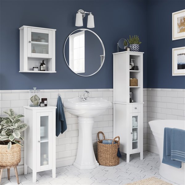 RiverRidge Home Prescott 16.5-in W x 20.25-in H x 7.06-in D White Bathroom Wall Cabinet