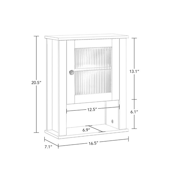 RiverRidge Home Prescott 16.5-in W x 20.25-in H x 7.06-in D White Bathroom Wall Cabinet