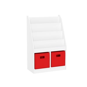RiverRidge Home White With 2 Red Bins Composite 6-shelf Standard Bookcase