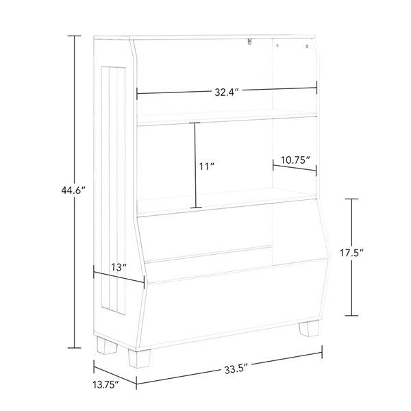 RiverRidge Home 2 Compartments White with 2 Gray Bins Stackable Composite wood