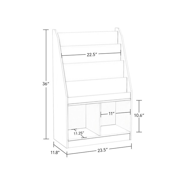 RiverRidge Home White With 2 Gray Bins Composite 6-shelf Standard Bookcase