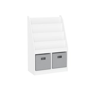 RiverRidge Home White With 2 Gray Bins Composite 6-shelf Standard Bookcase